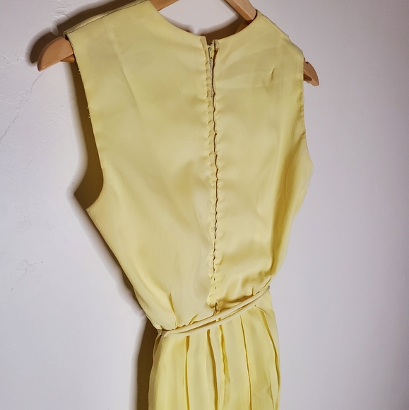 Dandelion Breeze Pastel Yellow Sleeveless Pleated Vintage 60s Dress - Picture 4 of 16